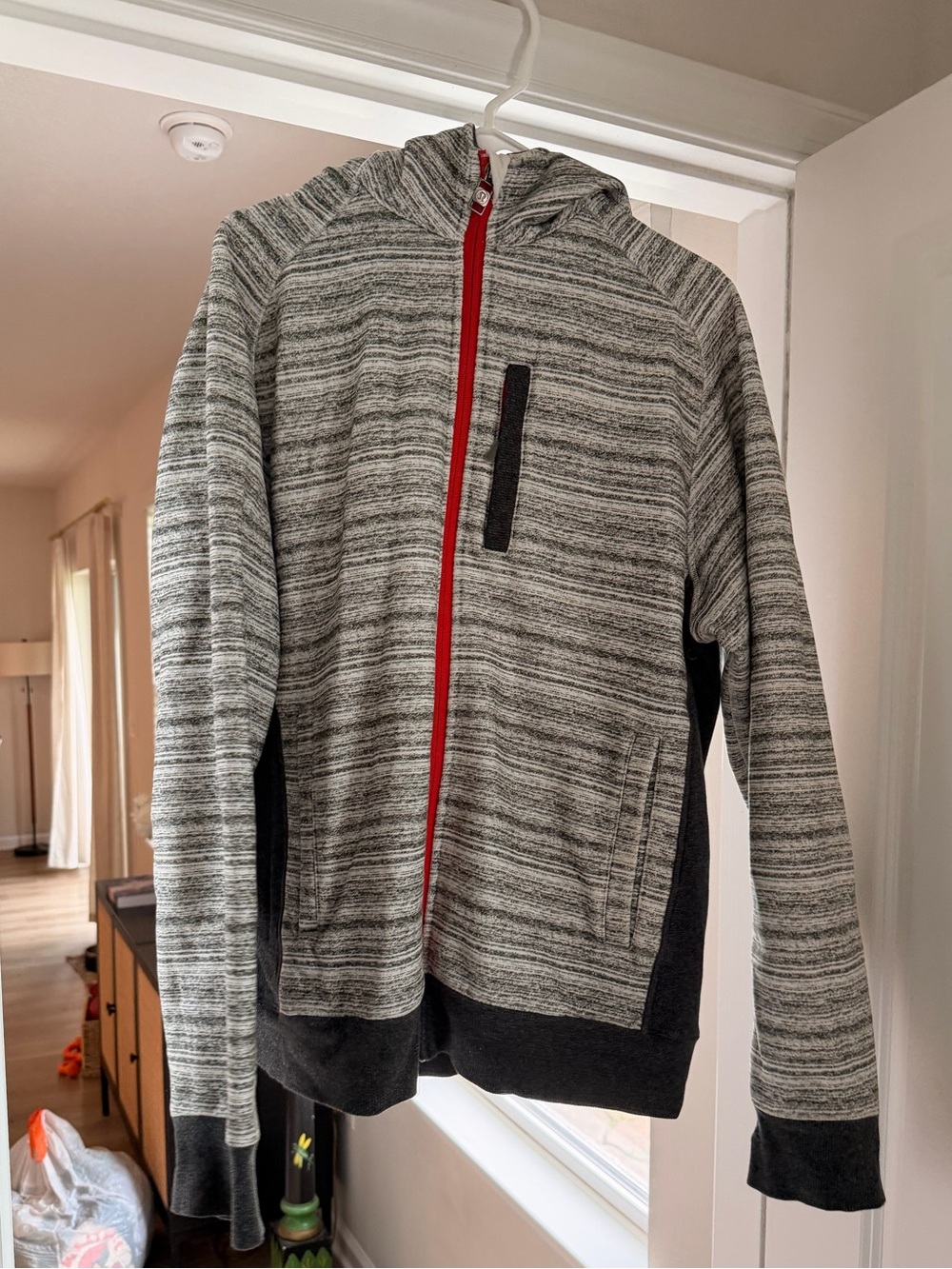 lululemon athletica Heather Gray Zip Hoodie with Red Zipper